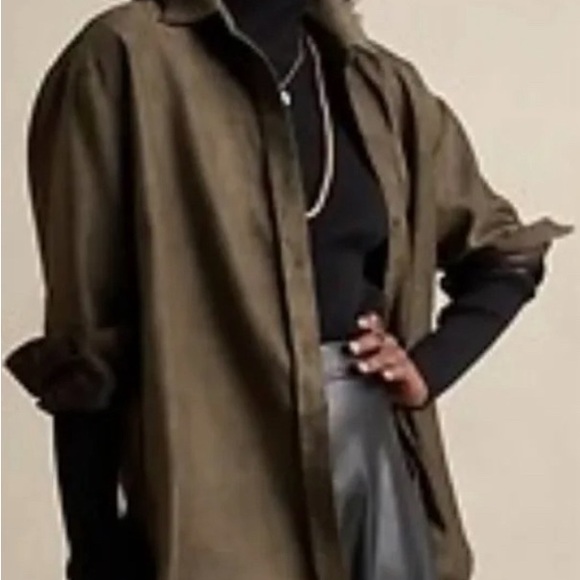 Adria Suede Shirt, Oversized, Vegan Suede, Banana Republic, women’s size Medium - Picture 16 of 16